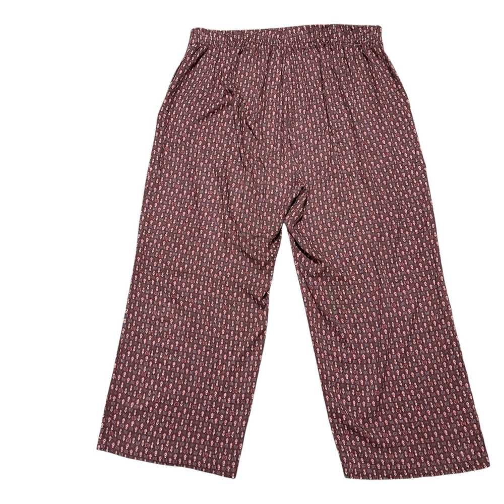Old Navy Playa Wide Leg Pants XXL High Rise Boho Print Burgundy Elastic Waist